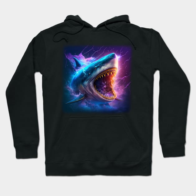 Mutant Shark With Big Teeth Purple Hoodie by Ebnerprints